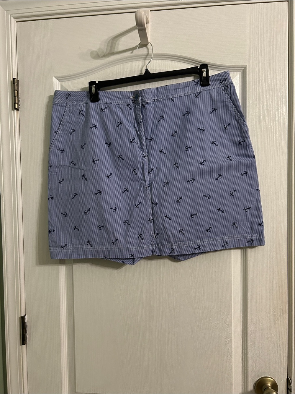 Karen Scott Light Blue Anchor-Print Skort